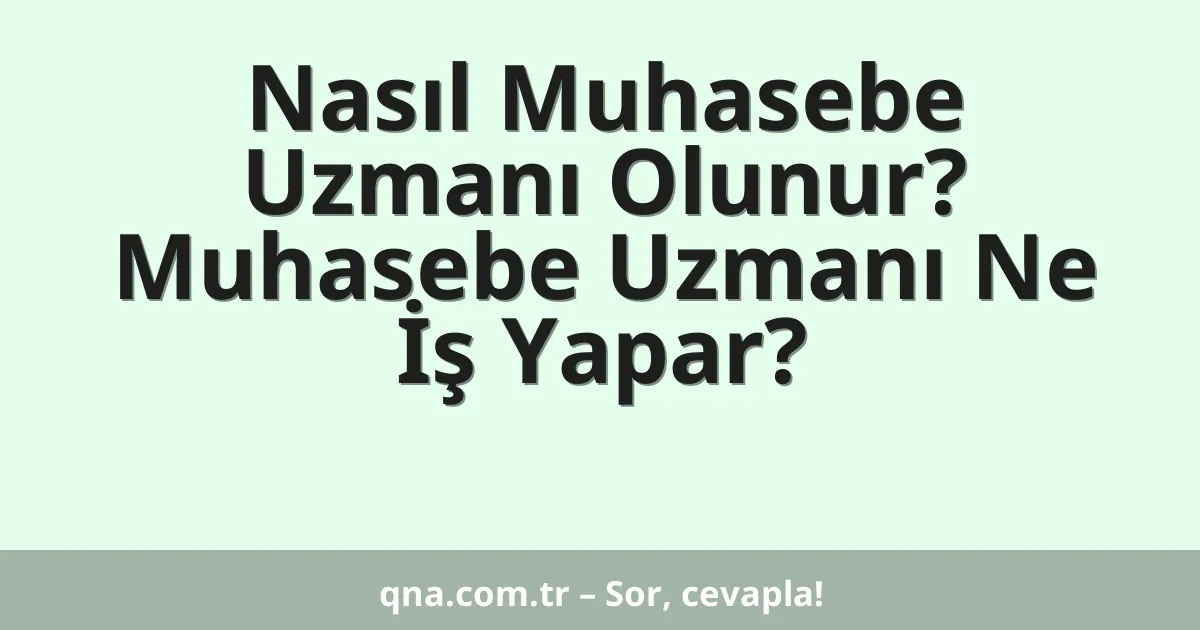 Nasıl Muhasebe Uzmanı Olunur? Muhasebe Uzmanı Ne İş Yapar?