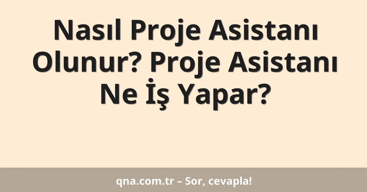 Nasıl Proje Asistanı Olunur? Proje Asistanı Ne İş Yapar?
