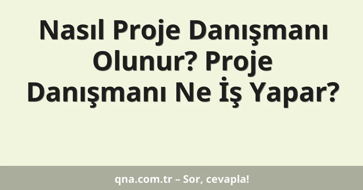 Nasıl Proje Danışmanı Olunur? Proje Danışmanı Ne İş Yapar?