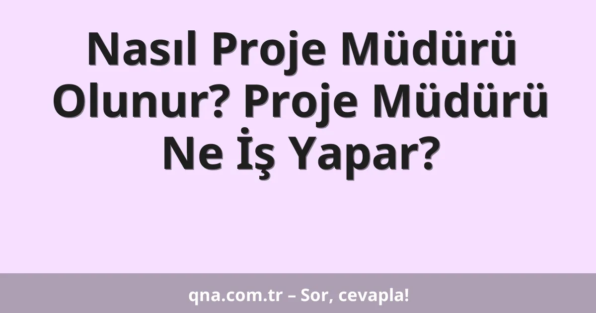 Nasıl Proje Müdürü Olunur? Proje Müdürü Ne İş Yapar?
