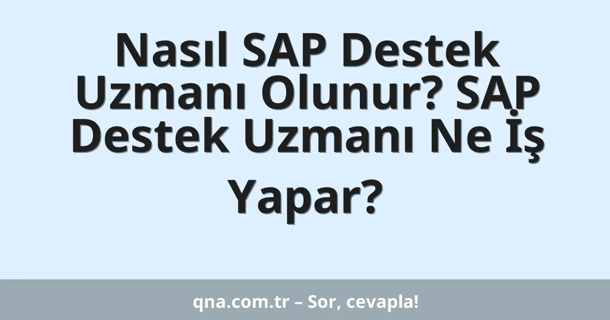 Nasıl SAP Destek Uzmanı Olunur? SAP Destek Uzmanı Ne İş Yapar?