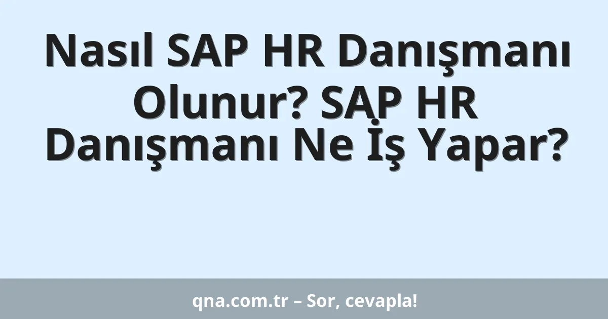 Nasıl SAP HR Danışmanı Olunur? SAP HR Danışmanı Ne İş Yapar?