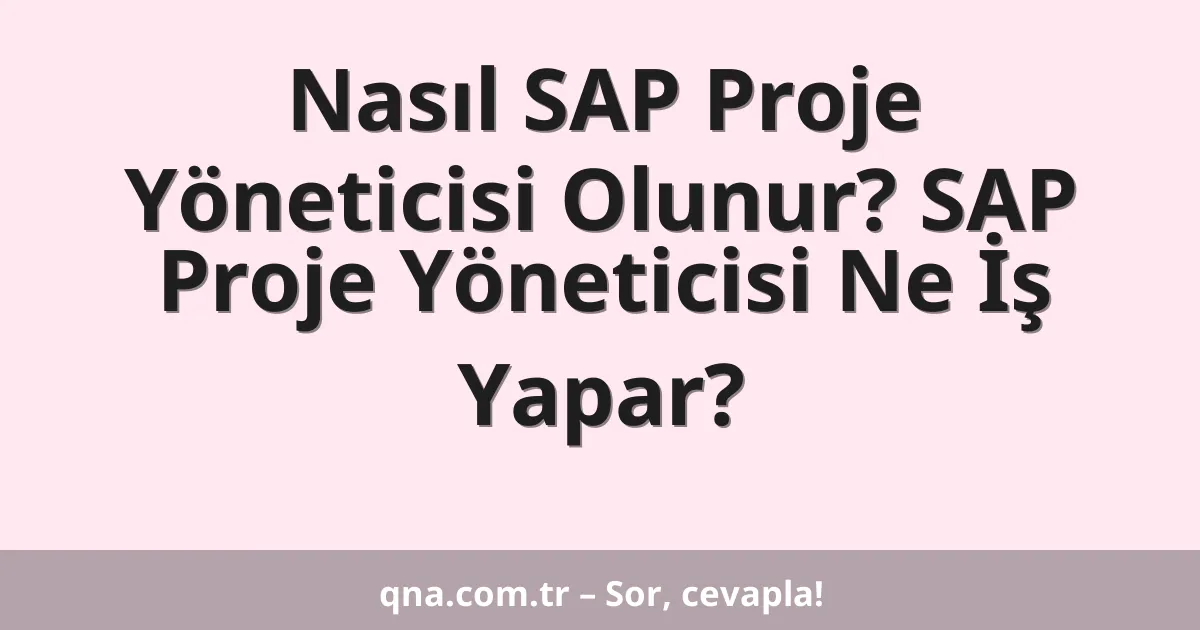 Nasıl SAP Proje Yöneticisi Olunur? SAP Proje Yöneticisi Ne İş Yapar?
