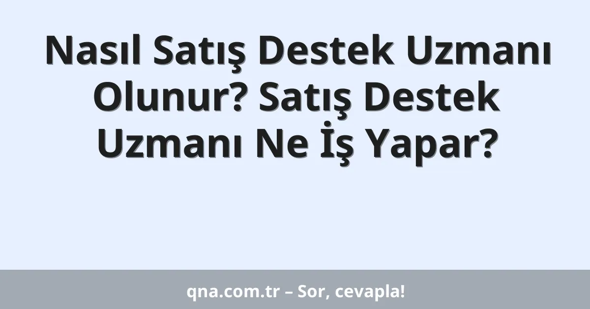 Nasıl Satış Destek Uzmanı Olunur? Satış Destek Uzmanı Ne İş Yapar?
