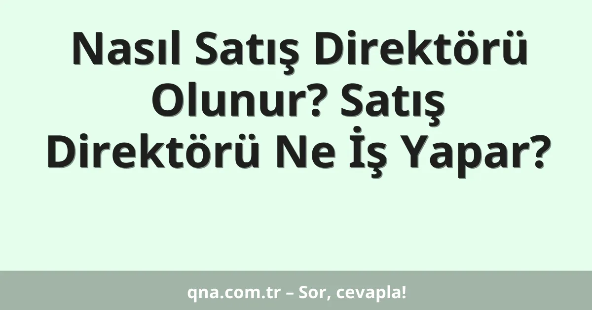 Nasıl Satış Direktörü Olunur? Satış Direktörü Ne İş Yapar?