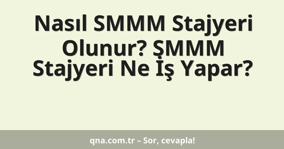 Nasıl SMMM Stajyeri Olunur? SMMM Stajyeri Ne İş Yapar?