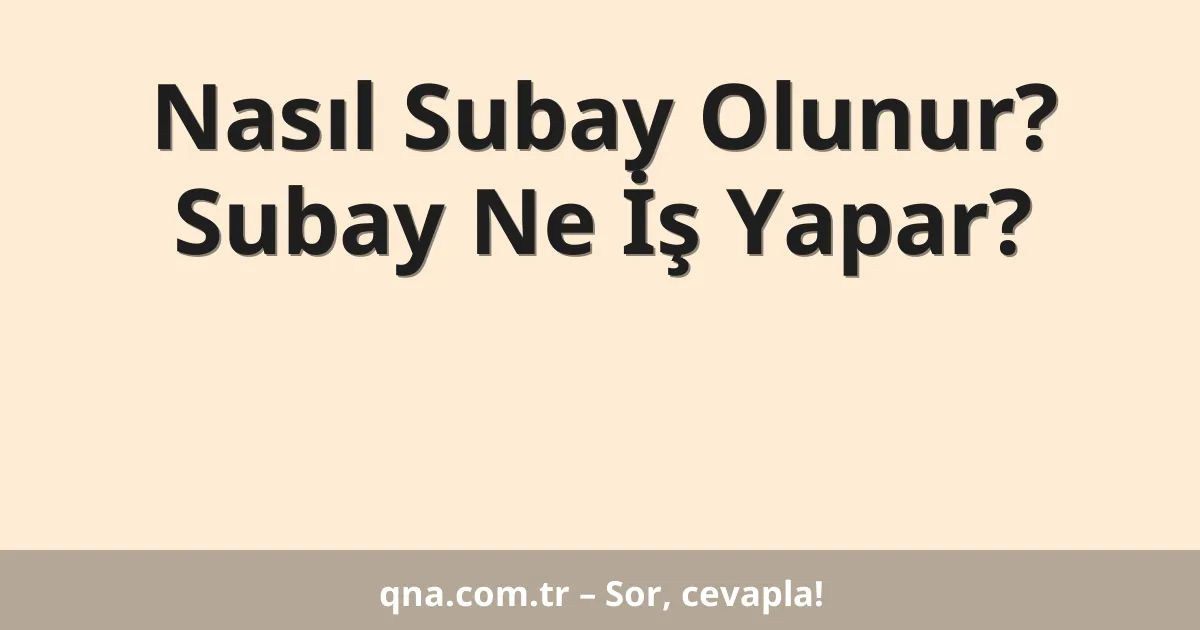 Nasıl Subay Olunur? Subay Ne İş Yapar?