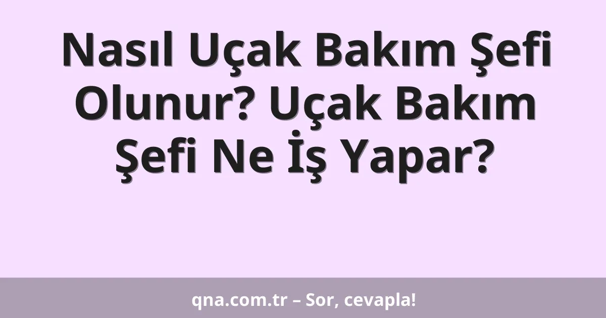 Nasıl Uçak Bakım Şefi Olunur? Uçak Bakım Şefi Ne İş Yapar?