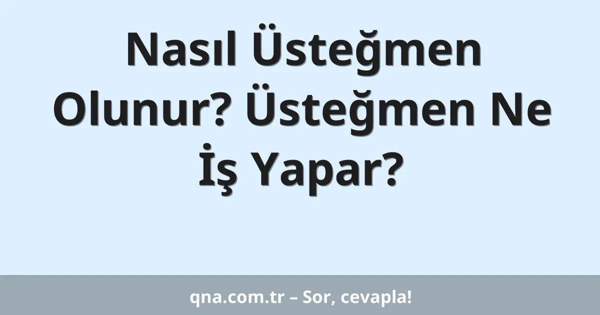 Nasıl Üsteğmen Olunur? Üsteğmen Ne İş Yapar?