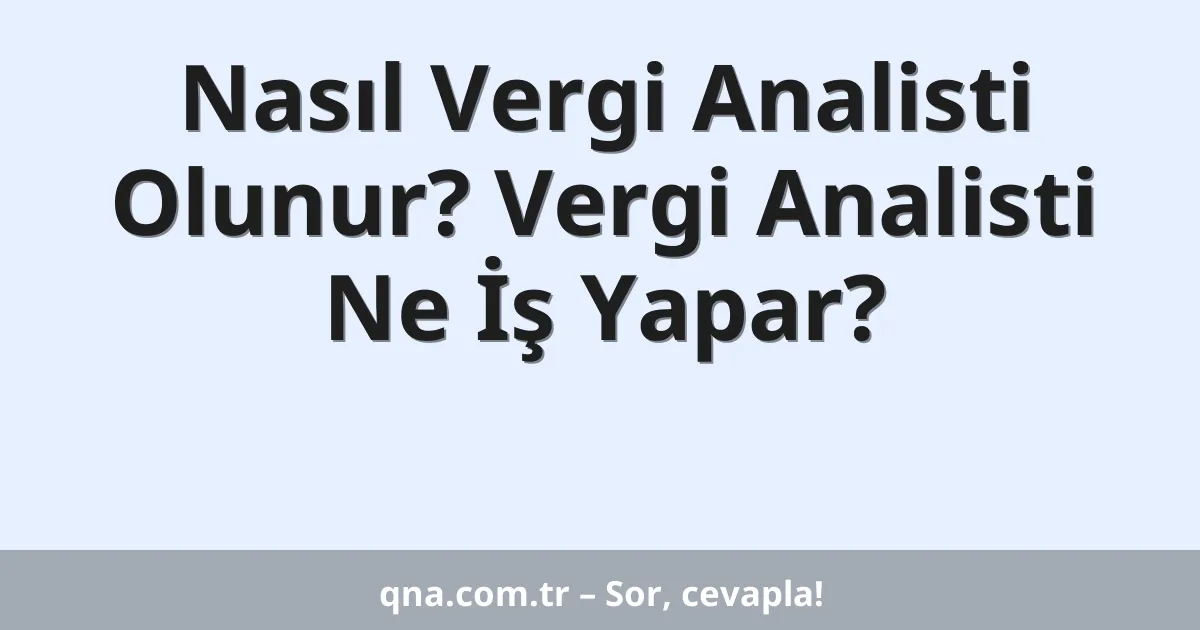 Nasıl Vergi Analisti Olunur? Vergi Analisti Ne İş Yapar?