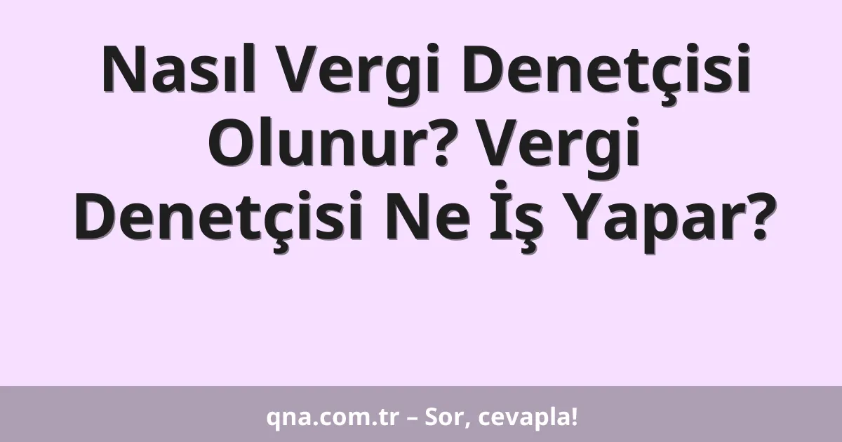Nasıl Vergi Denetçisi Olunur? Vergi Denetçisi Ne İş Yapar?