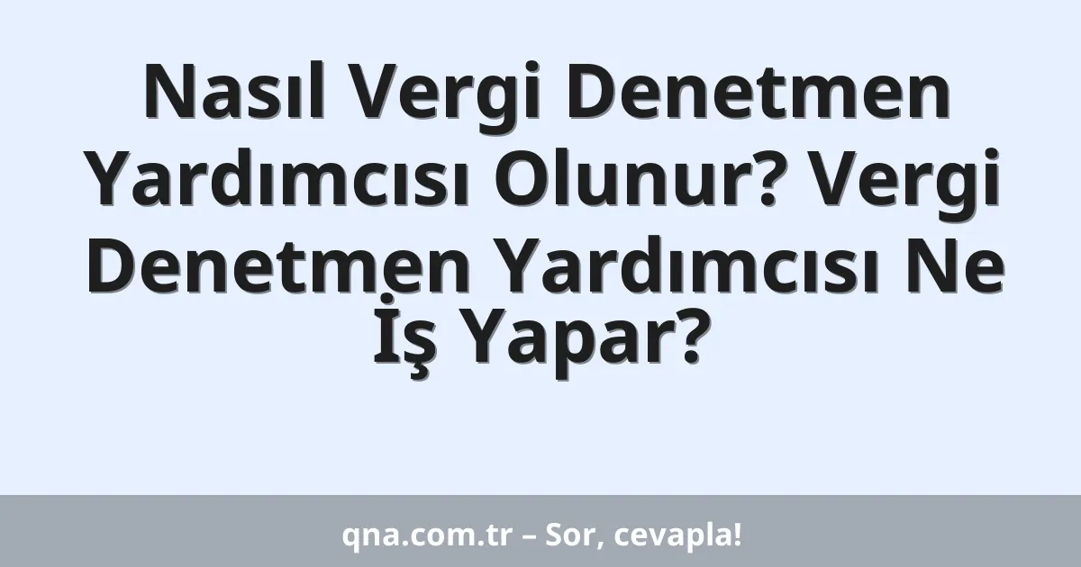 Nasıl Vergi Denetmen Yardımcısı Olunur? Vergi Denetmen Yardımcısı Ne İş Yapar?