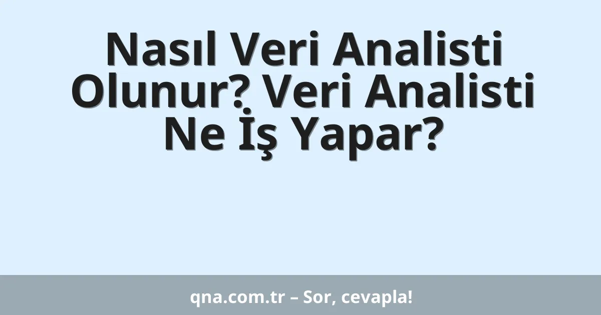 Nasıl Veri Analisti Olunur? Veri Analisti Ne İş Yapar?