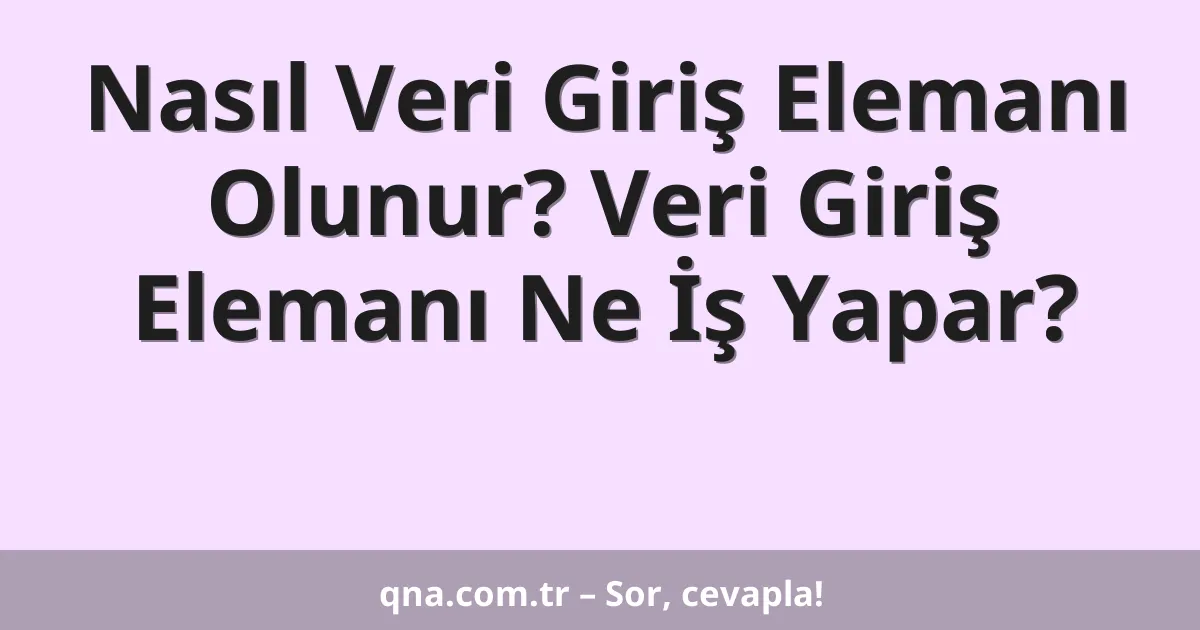 Nasıl Veri Giriş Elemanı Olunur? Veri Giriş Elemanı Ne İş Yapar?