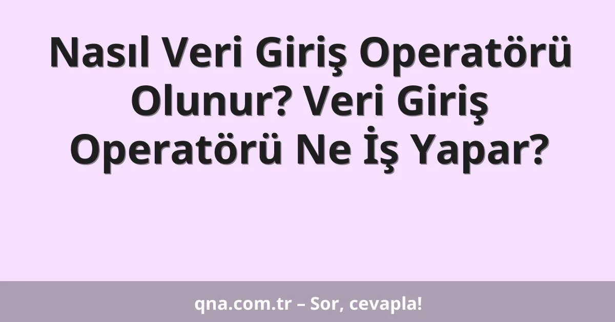 Nasıl Veri Giriş Operatörü Olunur? Veri Giriş Operatörü Ne İş Yapar?