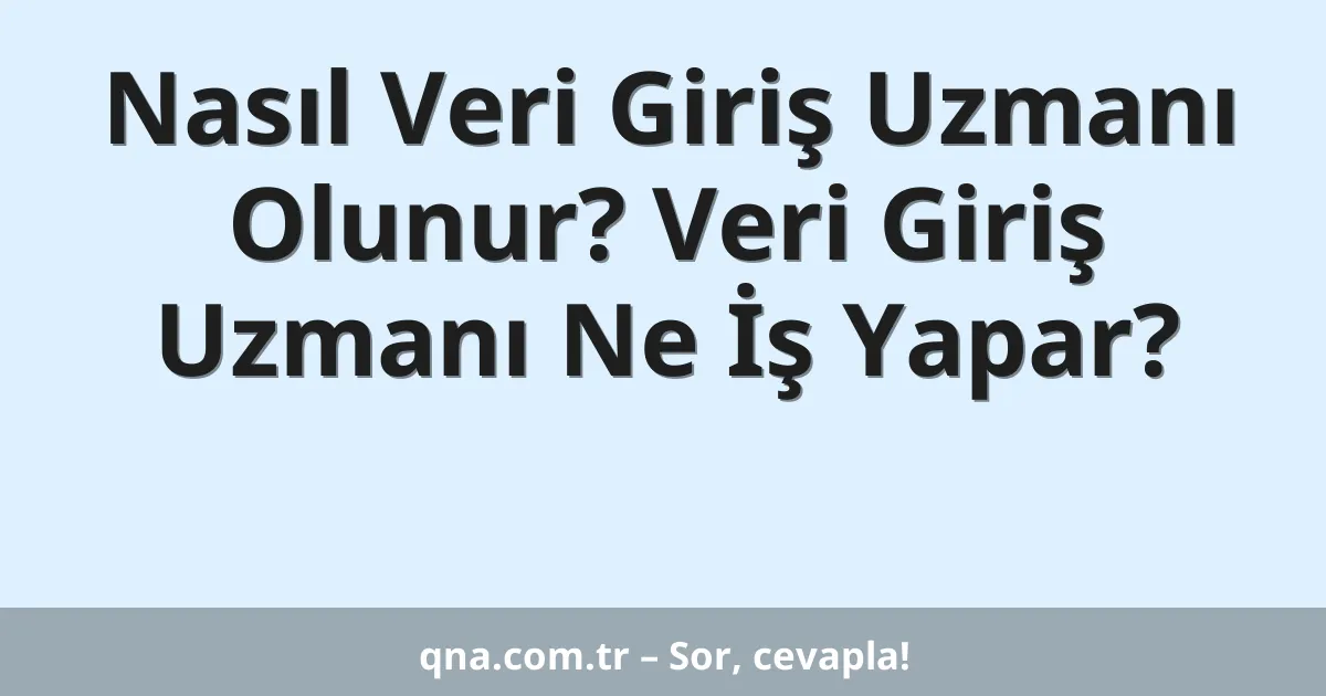 Nasıl Veri Giriş Uzmanı Olunur? Veri Giriş Uzmanı Ne İş Yapar?