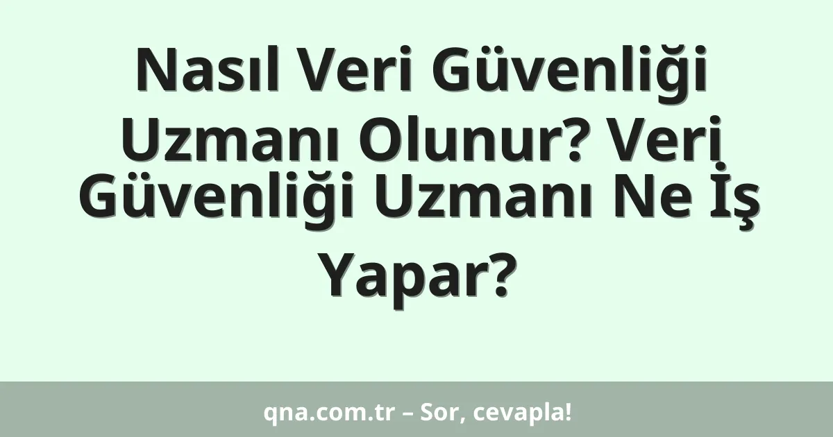 Nasıl Veri Güvenliği Uzmanı Olunur? Veri Güvenliği Uzmanı Ne İş Yapar?