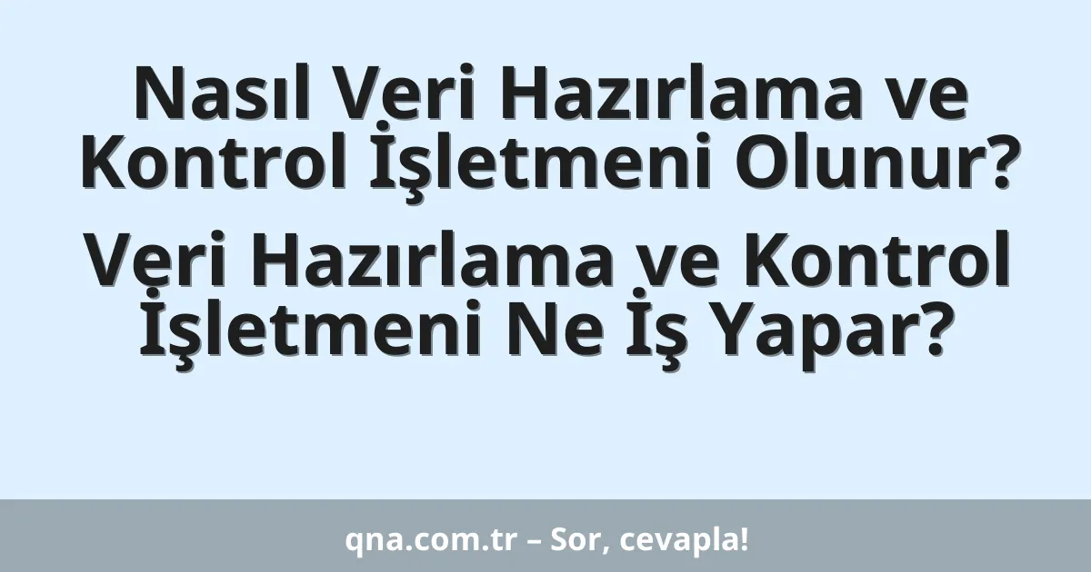 Nasıl Veri Hazırlama ve Kontrol İşletmeni Olunur? Veri Hazırlama ve Kontrol İşletmeni Ne İş Yapar?