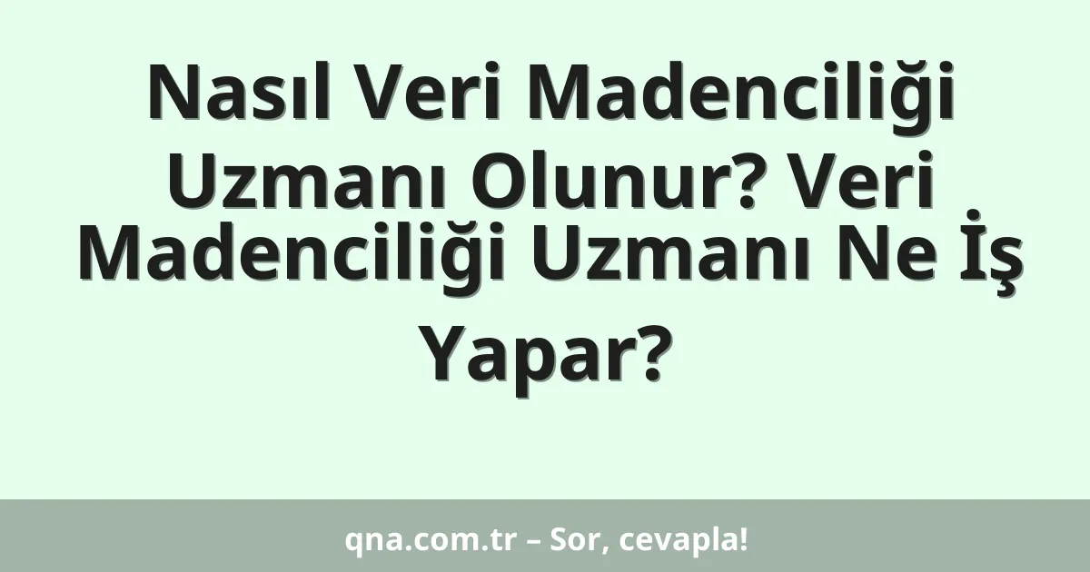 Nasıl Veri Madenciliği Uzmanı Olunur? Veri Madenciliği Uzmanı Ne İş Yapar?