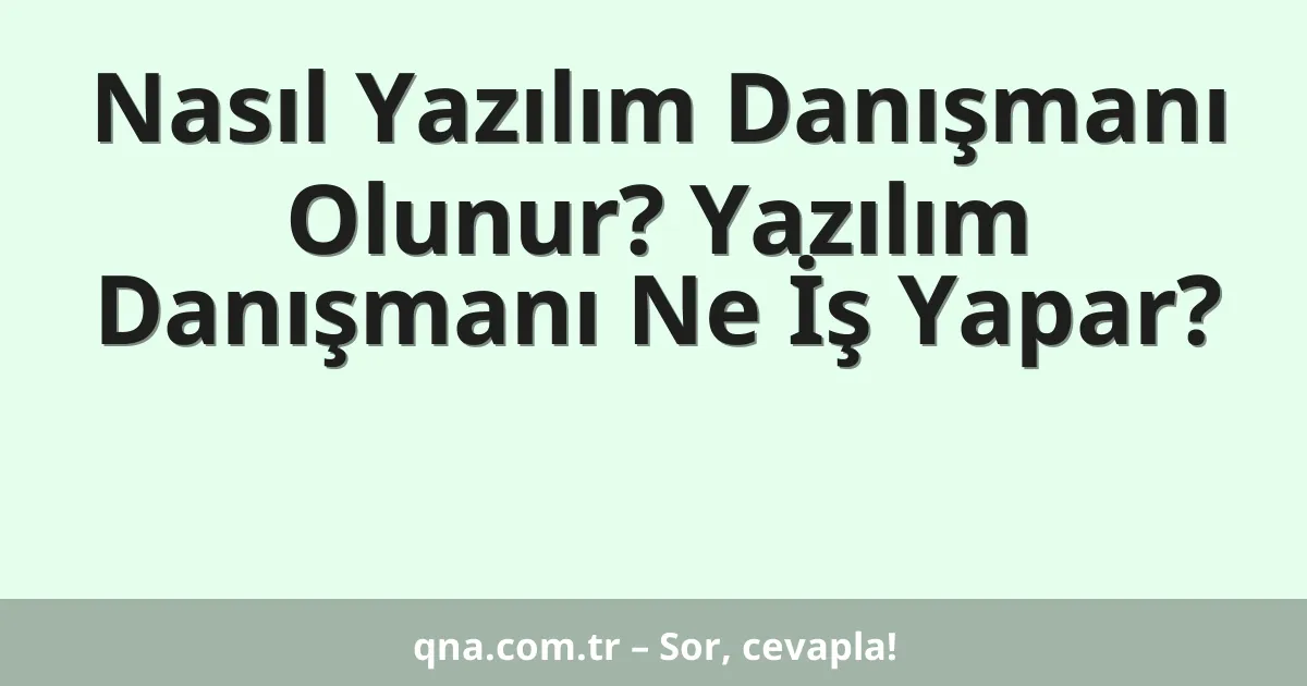 Nasıl Yazılım Danışmanı Olunur? Yazılım Danışmanı Ne İş Yapar?