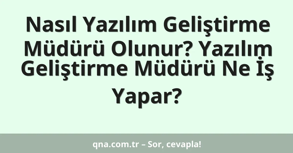 Nasıl Yazılım Geliştirme Müdürü Olunur? Yazılım Geliştirme Müdürü Ne İş Yapar?