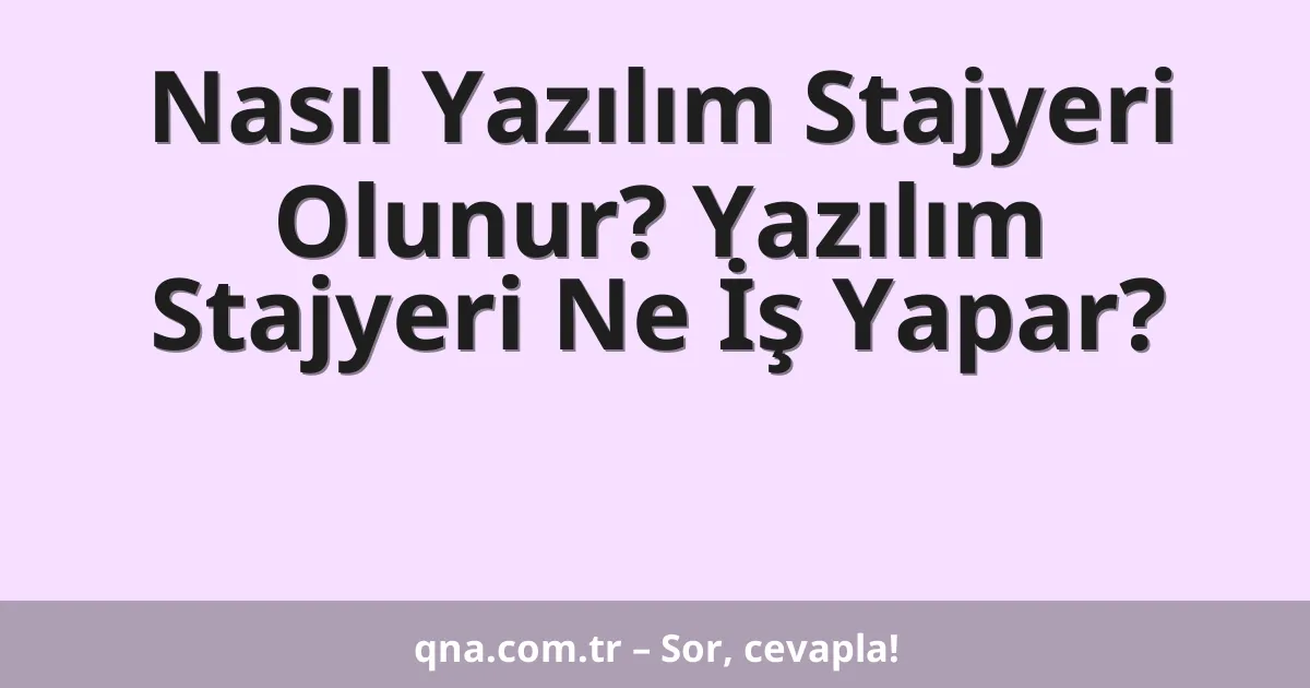 Nasıl Yazılım Stajyeri Olunur? Yazılım Stajyeri Ne İş Yapar?