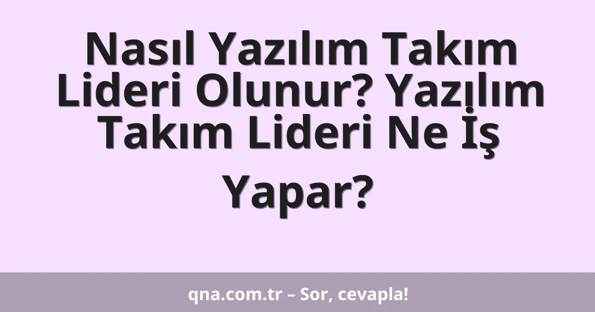 Nasıl Yazılım Takım Lideri Olunur? Yazılım Takım Lideri Ne İş Yapar?