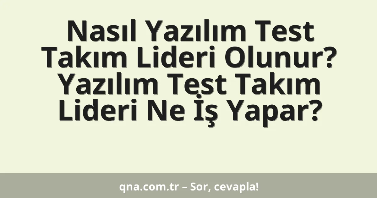 Nasıl Yazılım Test Takım Lideri Olunur? Yazılım Test Takım Lideri Ne İş Yapar?