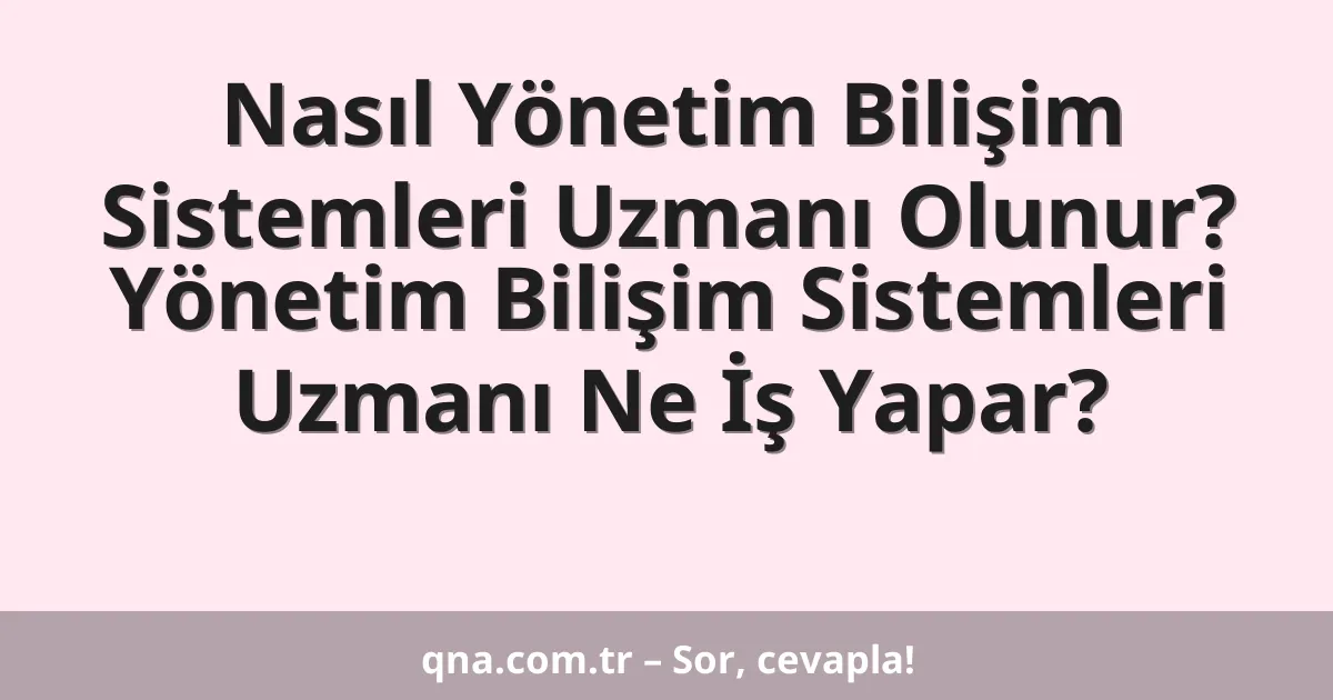 Nasıl Yönetim Bilişim Sistemleri Uzmanı Olunur? Yönetim Bilişim Sistemleri Uzmanı Ne İş Yapar?