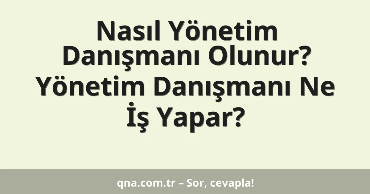 Nasıl Yönetim Danışmanı Olunur? Yönetim Danışmanı Ne İş Yapar?