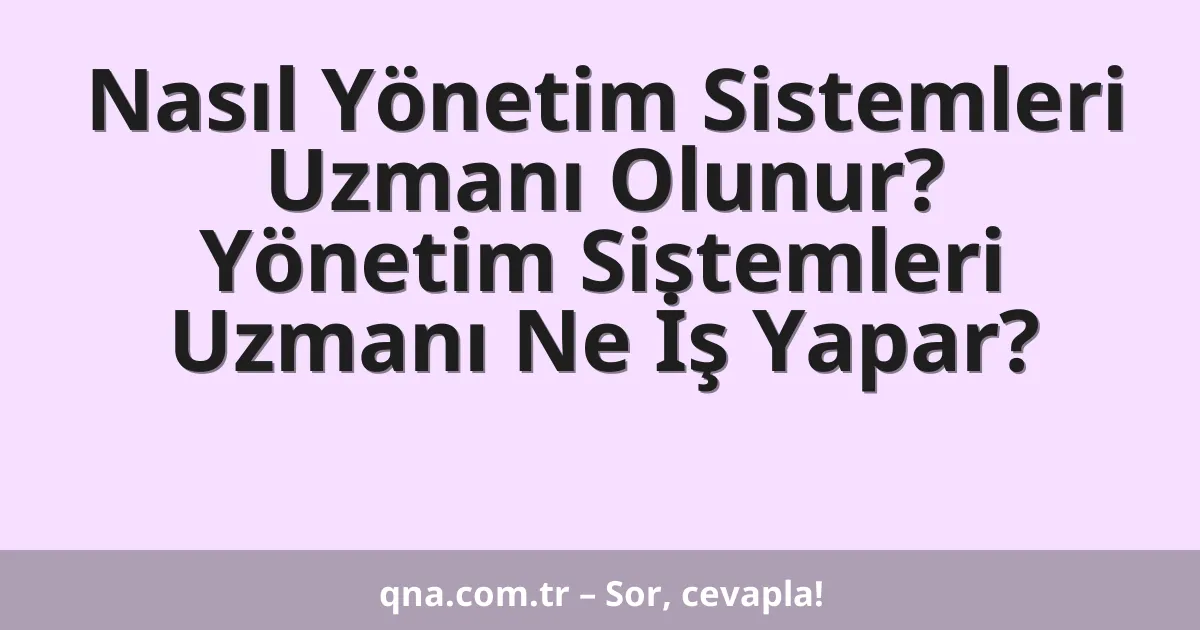 Nasıl Yönetim Sistemleri Uzmanı Olunur? Yönetim Sistemleri Uzmanı Ne İş Yapar?