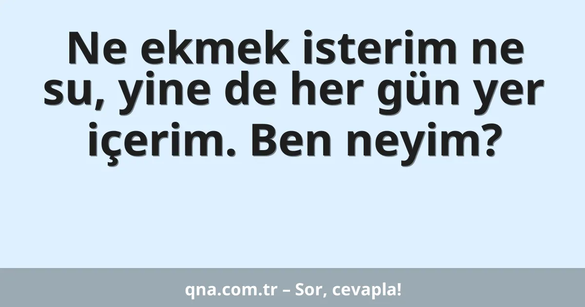 Ne ekmek isterim ne su, yine de her gün yer içerim. Ben neyim?