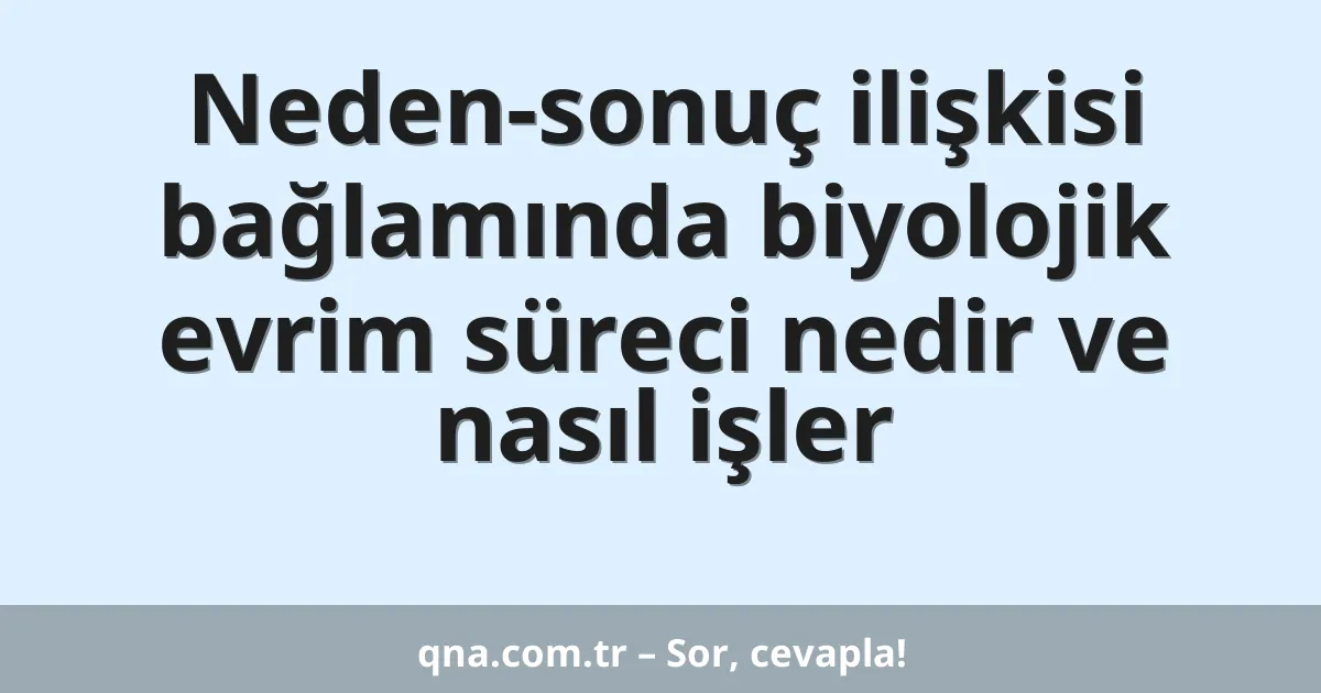 Neden-sonuç ilişkisi bağlamında biyolojik evrim süreci nedir ve nasıl işler