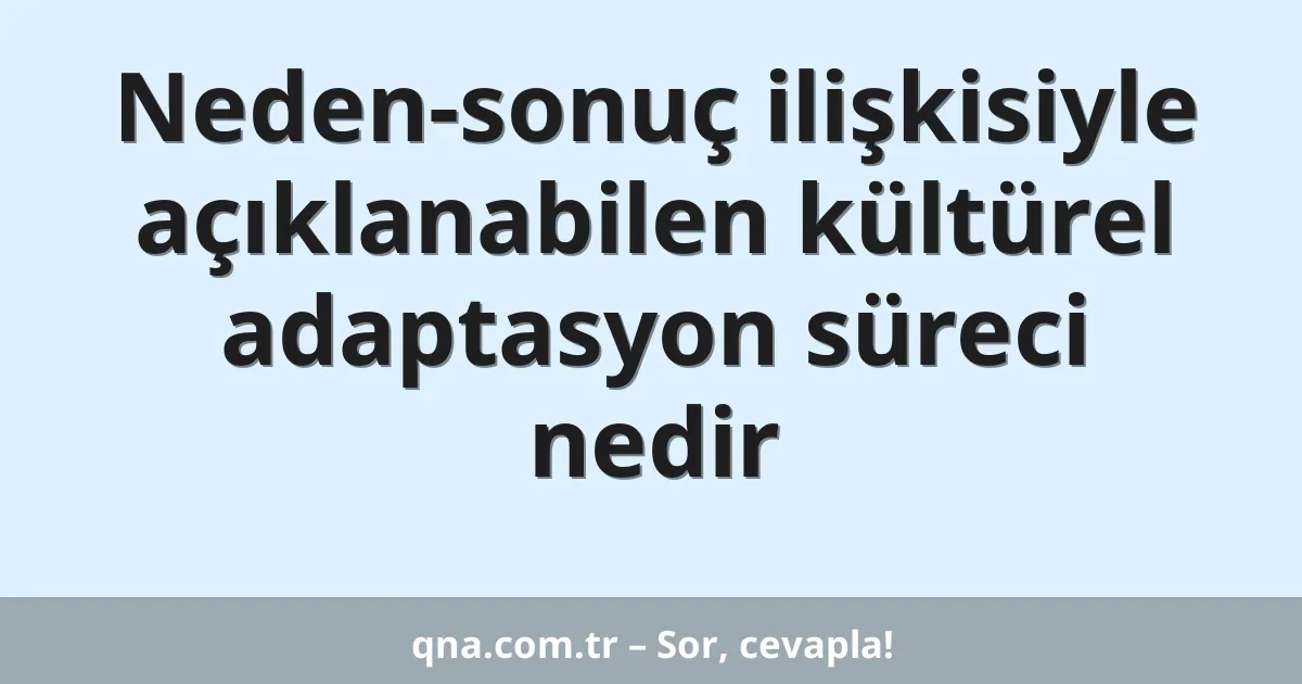 Neden-sonuç ilişkisiyle açıklanabilen kültürel adaptasyon süreci nedir