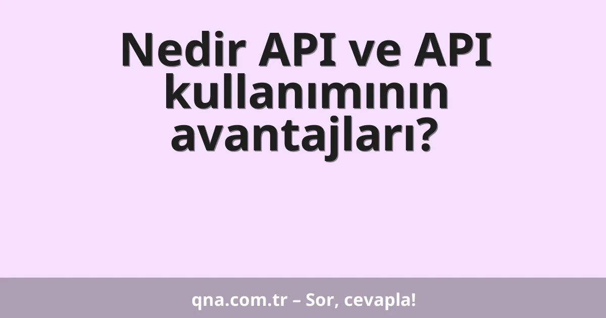 Nedir API ve API kullanımının avantajları?