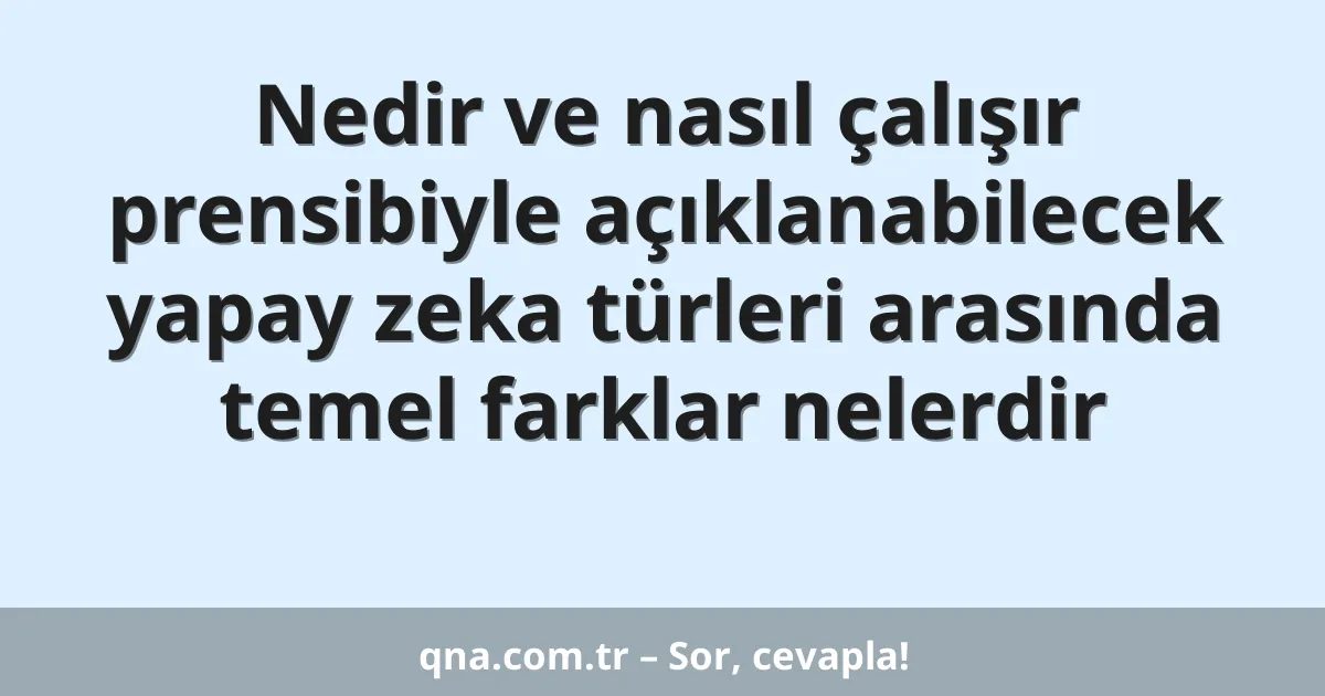 Nedir ve nasıl çalışır prensibiyle açıklanabilecek yapay zeka türleri arasında temel farklar nelerdir