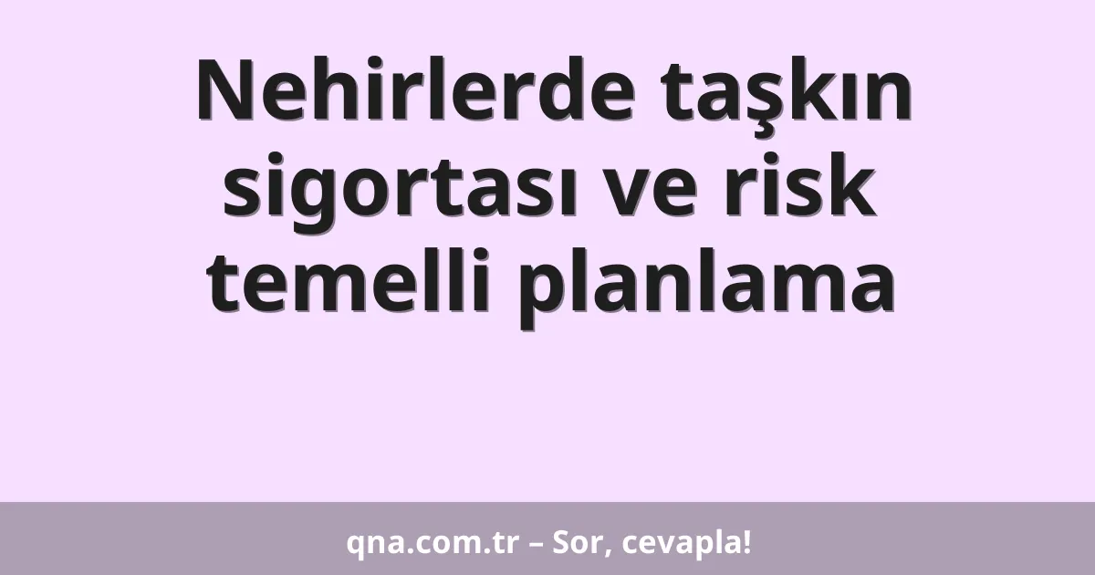 Nehirlerde taşkın sigortası ve risk temelli planlama