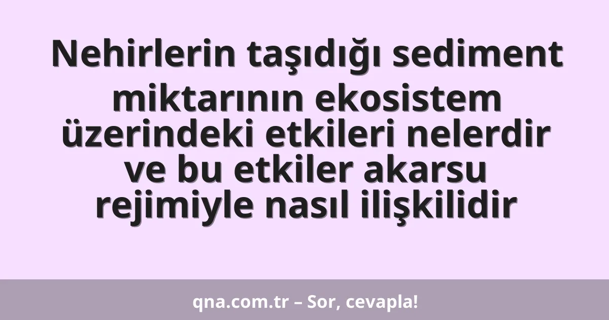 Nehirlerin taşıdığı sediment miktarının ekosistem üzerindeki etkileri nelerdir ve bu etkiler akarsu rejimiyle nasıl ilişkilidir
