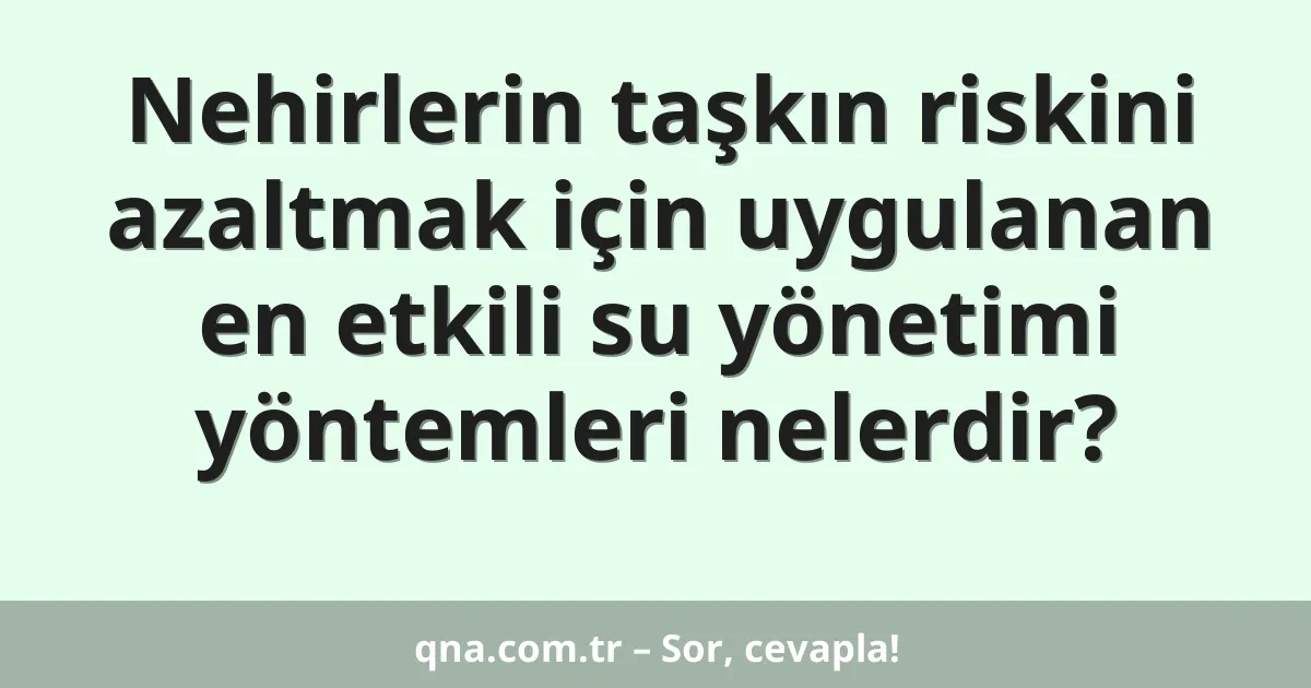 Nehirlerin taşkın riskini azaltmak için uygulanan en etkili su yönetimi yöntemleri nelerdir?
