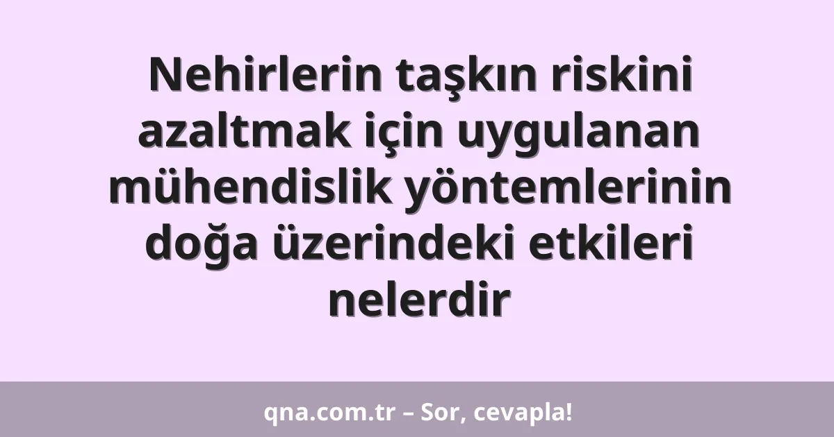 Nehirlerin taşkın riskini azaltmak için uygulanan mühendislik yöntemlerinin doğa üzerindeki etkileri nelerdir