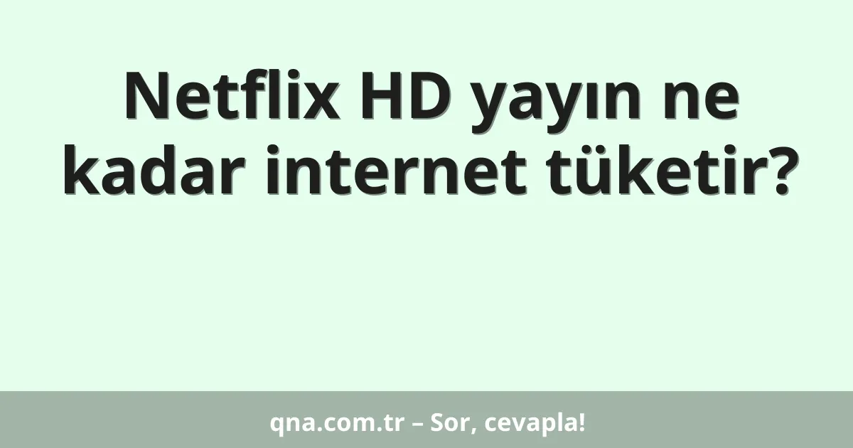 Netflix HD yayın ne kadar internet tüketir?