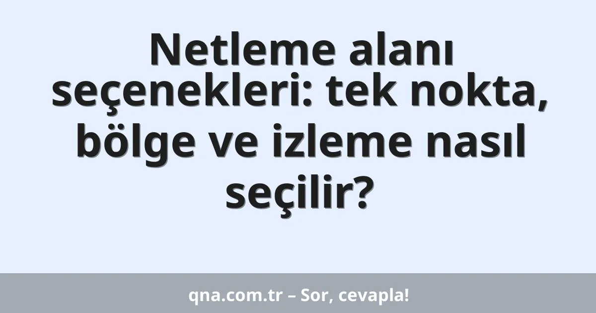 Netleme alanı seçenekleri: tek nokta, bölge ve izleme nasıl seçilir?