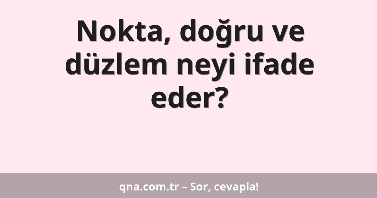 Nokta, doğru ve düzlem neyi ifade eder?