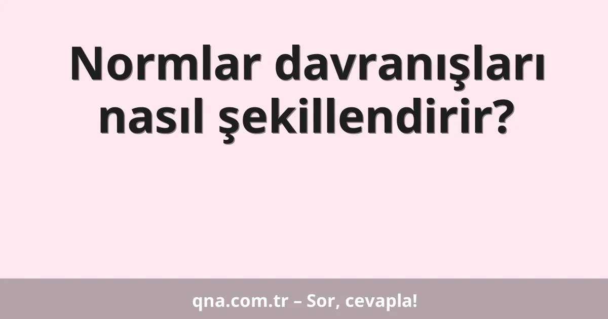 Normlar davranışları nasıl şekillendirir?