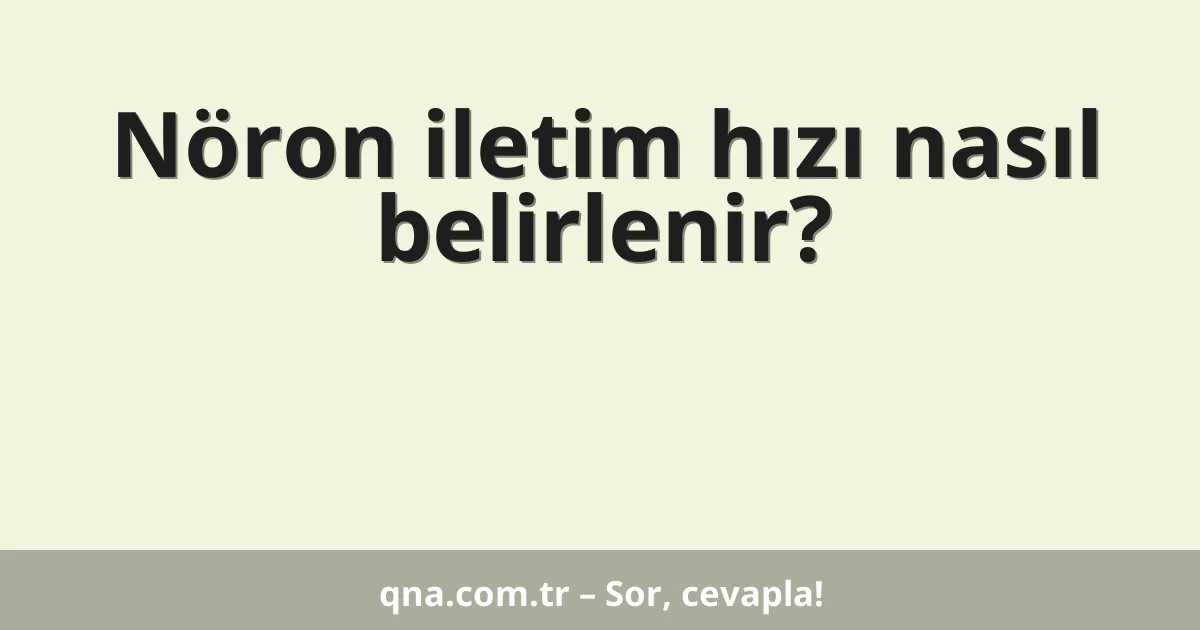 Nöron iletim hızı nasıl belirlenir?