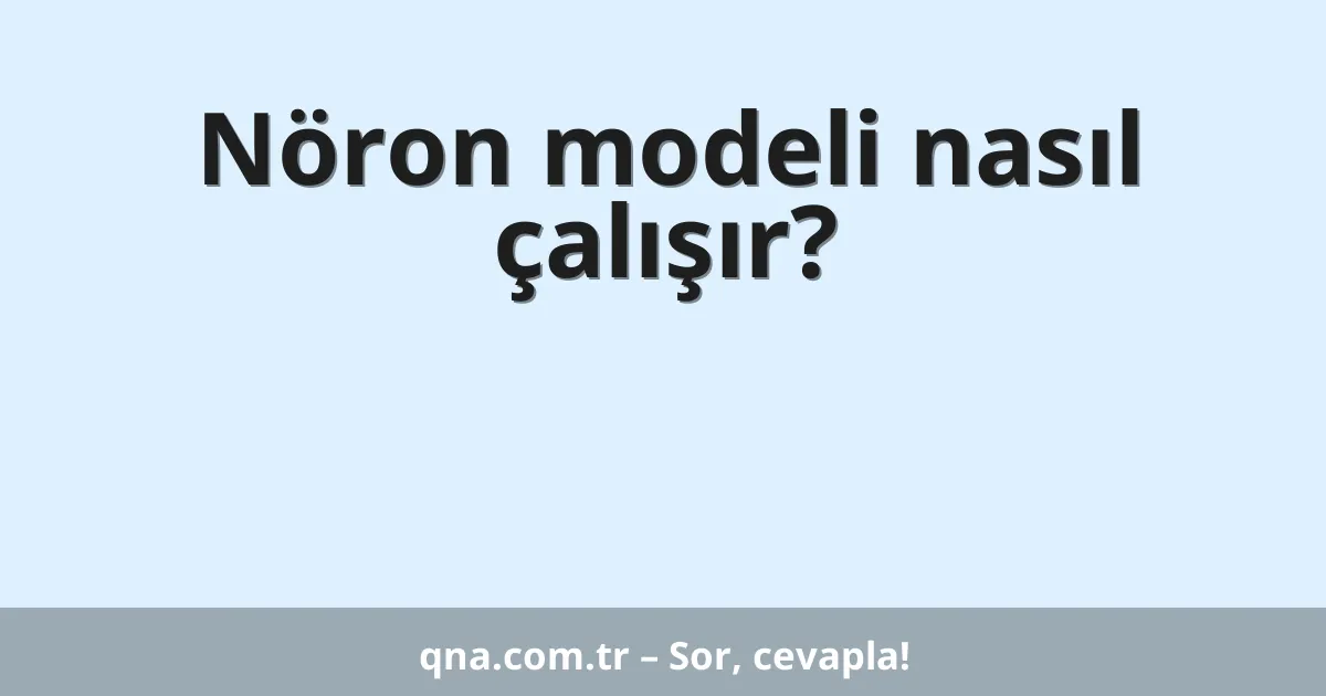 Nöron modeli nasıl çalışır?