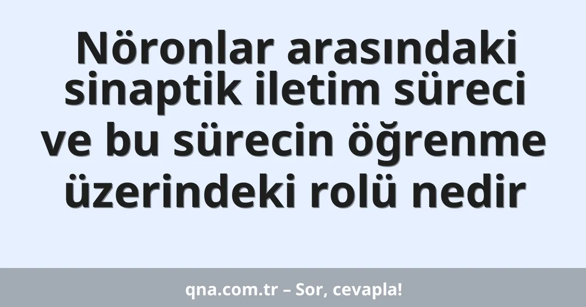 Nöronlar arasındaki sinaptik iletim süreci ve bu sürecin öğrenme üzerindeki rolü nedir