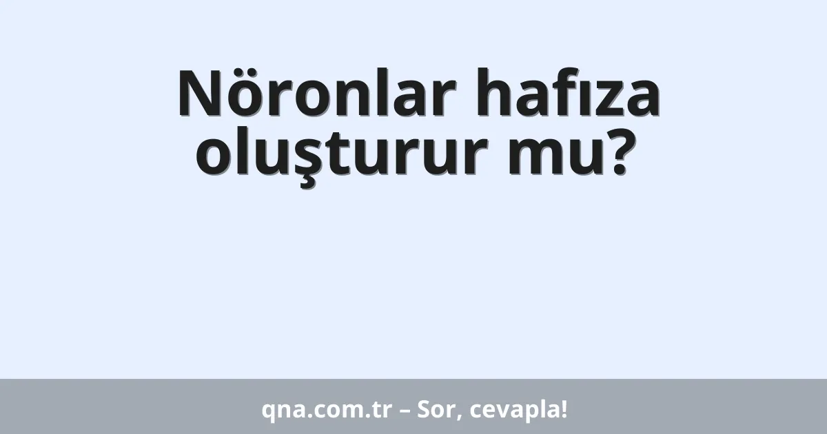 Nöronlar hafıza oluşturur mu?