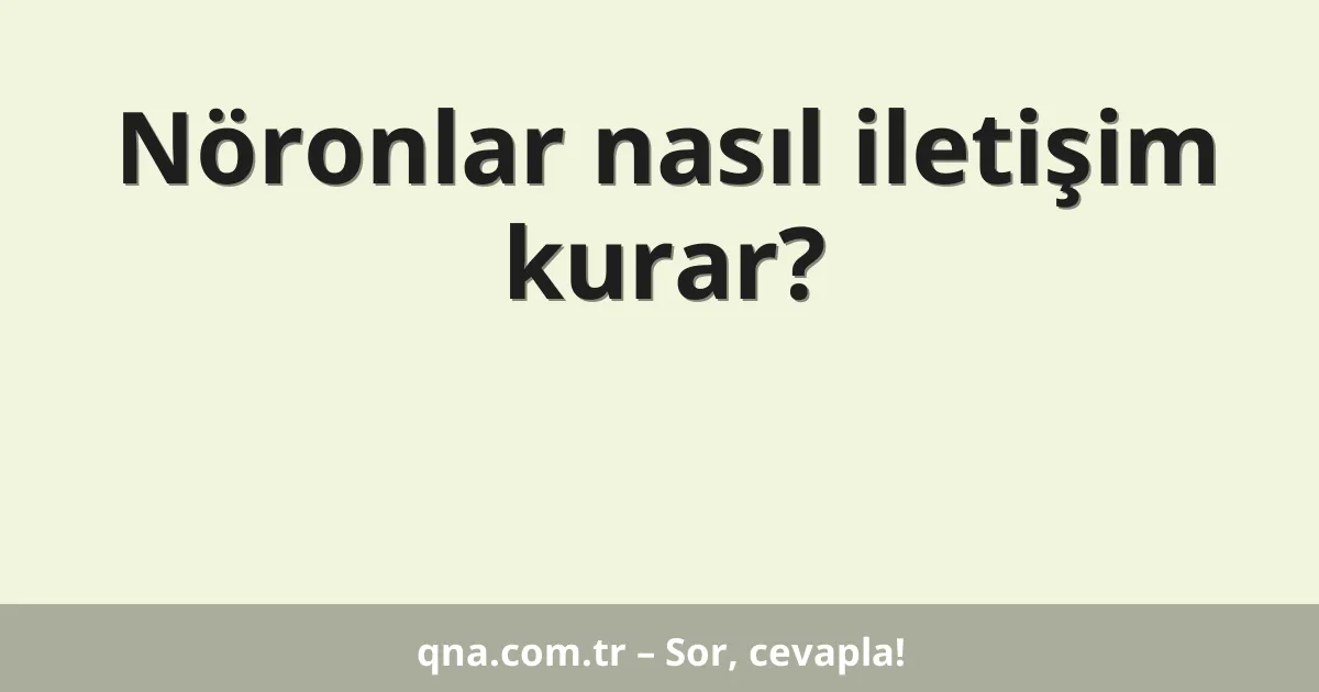 Nöronlar nasıl iletişim kurar?