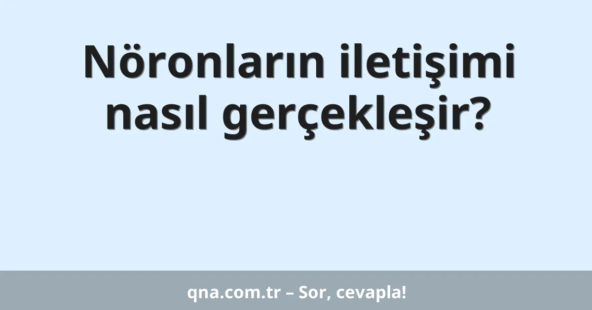Nöronların iletişimi nasıl gerçekleşir?